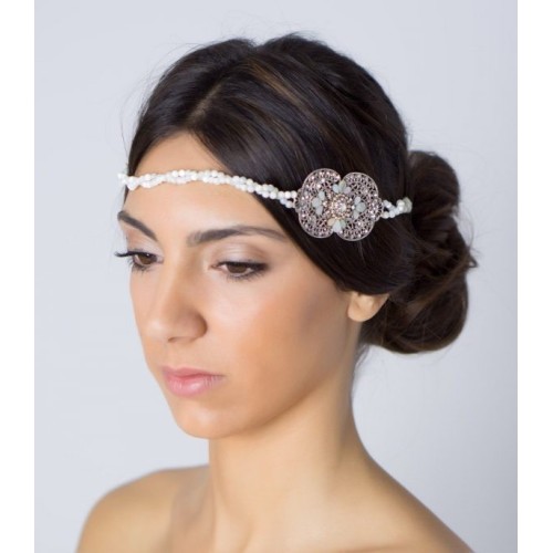Tiara de novia con lágrimas de nácar