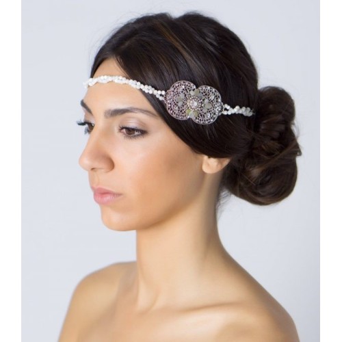 Tiara de novia con lágrimas de nácar