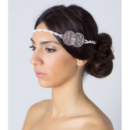 Tiara de novia con lágrimas de nácar