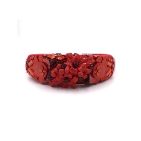 Diadema de pedrería color rojo