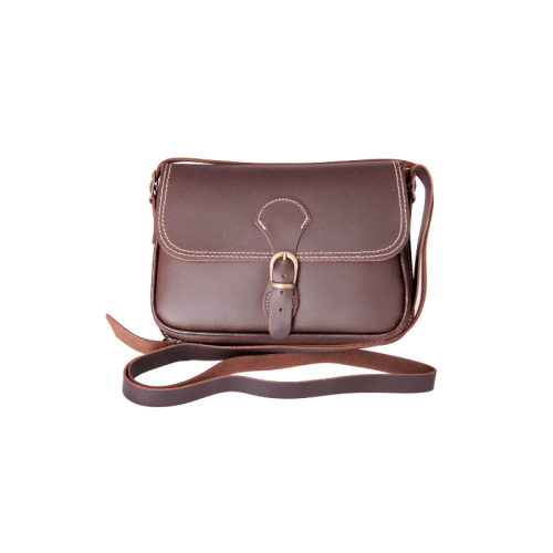 Bolso-bandolera de señora en piel marrón engrasado