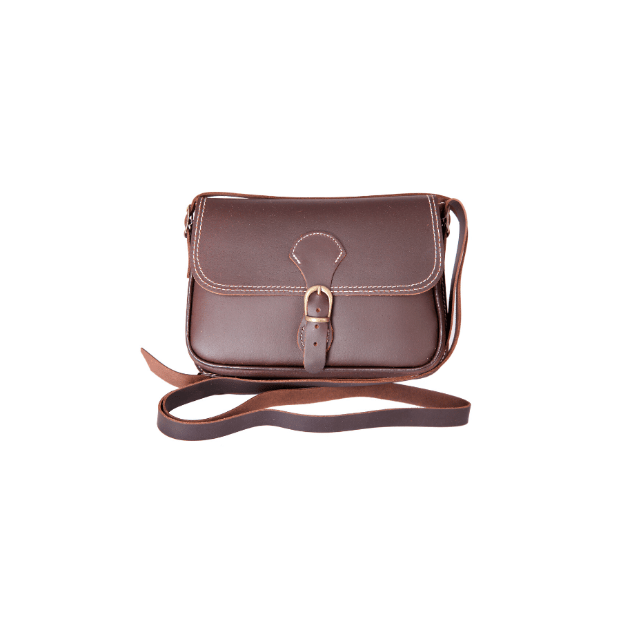 Bolso-bandolera de señora en piel marrón engrasado