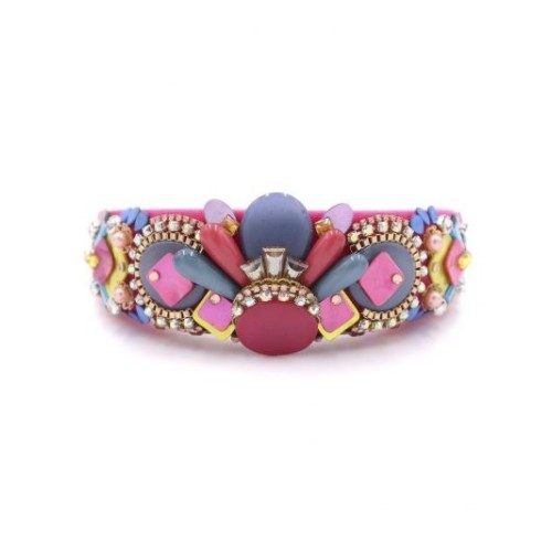 Diadema de pedrería rosa fucsia