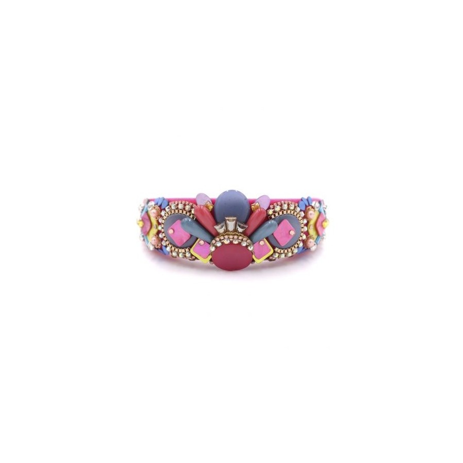Diadema de pedrería rosa fucsia