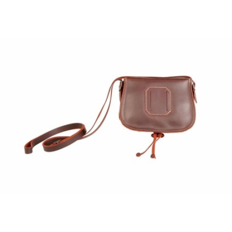 Bolso-bandolera de piel color Engrasado con Virgen del Rocío con fondo Crema