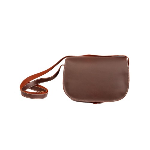 Bolso-bandolera grande de piel color Engrasado con fondo Crema