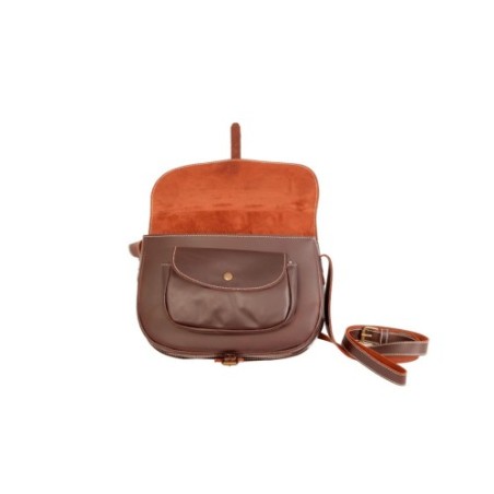 Bolso-bandolera grande de piel color Engrasado con fondo Crema