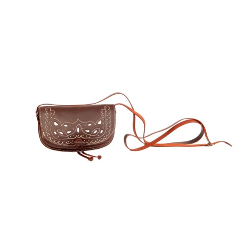 Bolso-bandolera de piel color Marrón Engrasado con fondo Blanco