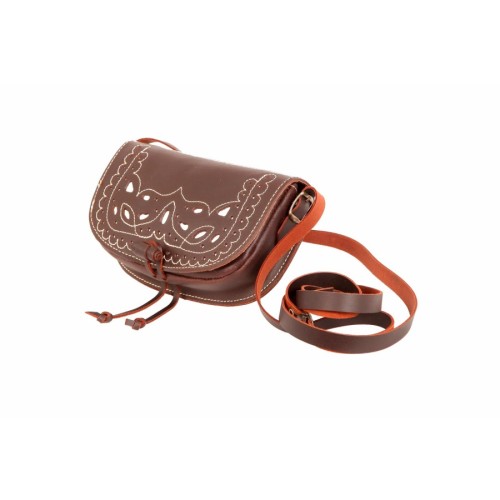 Bolso-bandolera de piel color Marrón Engrasado con fondo Blanco