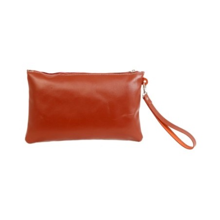 Bolso de mano rociero en piel color Marrón con fondo Blanco