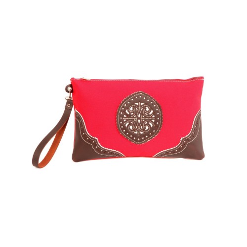 Bolso de mano rociero en piel color Rojo