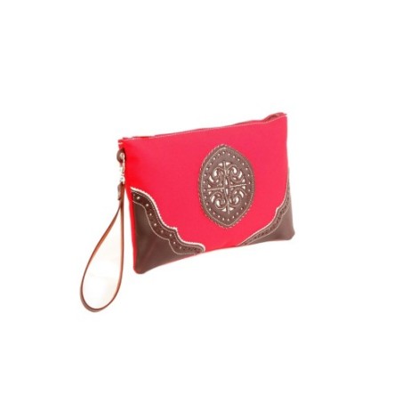 Bolso de mano rociero en piel color Rojo