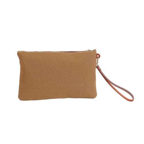 Bolso de mano rociero en piel color Albero Ocre