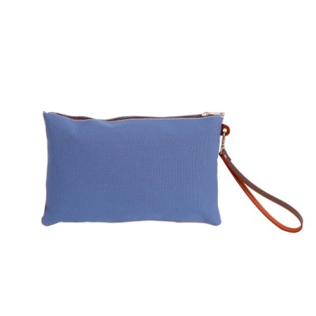 Bolso de mano rociero en piel color Azul Ducado