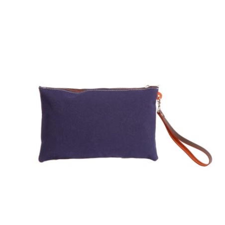 Bolso de mano rociero en piel color Azul Zafiro