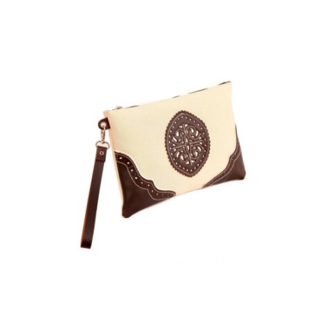 Bolso de mano rociero en piel color Crema