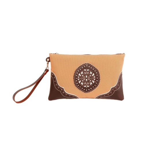 Bolso de mano rociero en piel color Beige