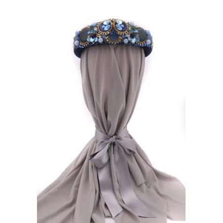 Diadema de pedrería tonos azules