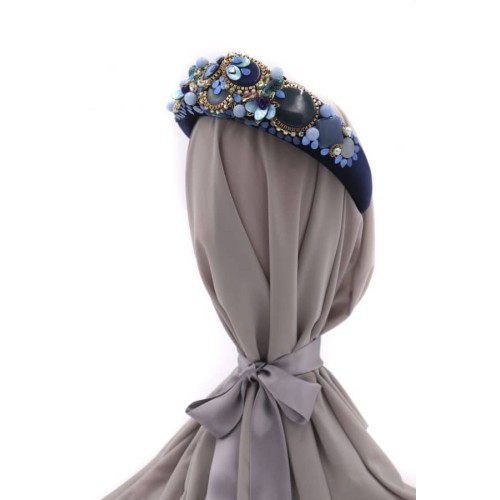 Diadema de pedrería tonos azules
