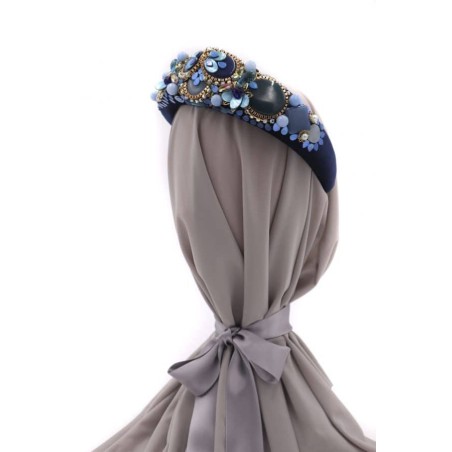 Diadema de pedrería tonos azules