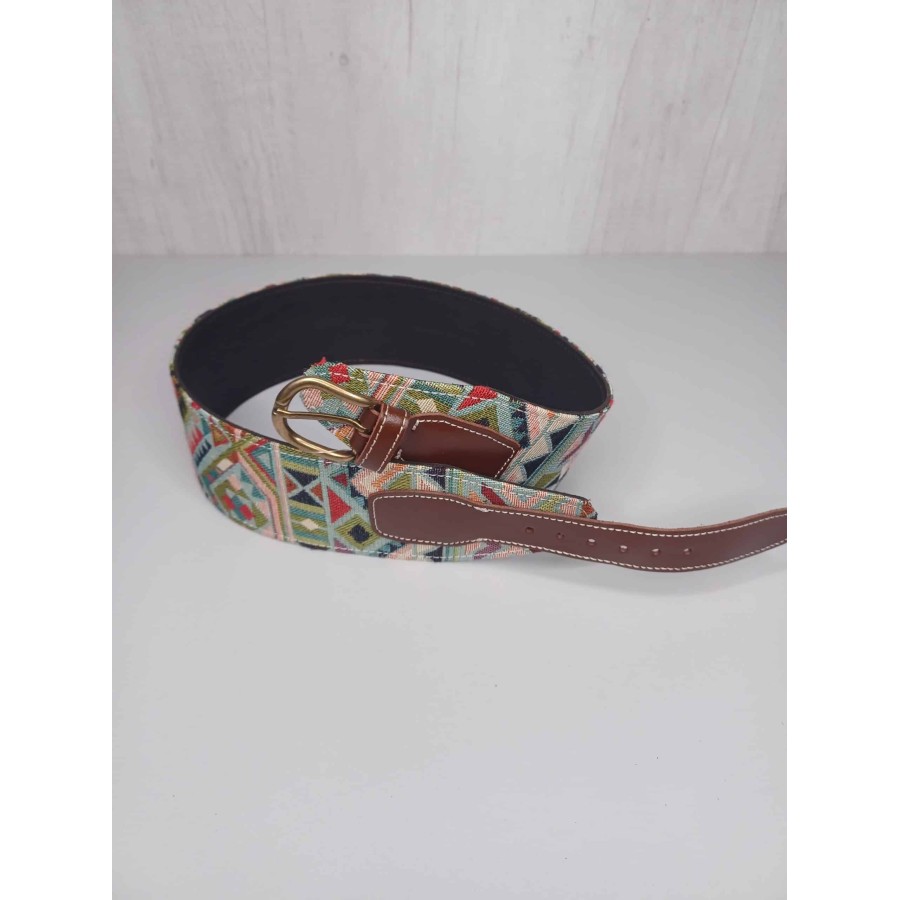 Cinturón rociero Color Marrón estampado con triángulos Rocío