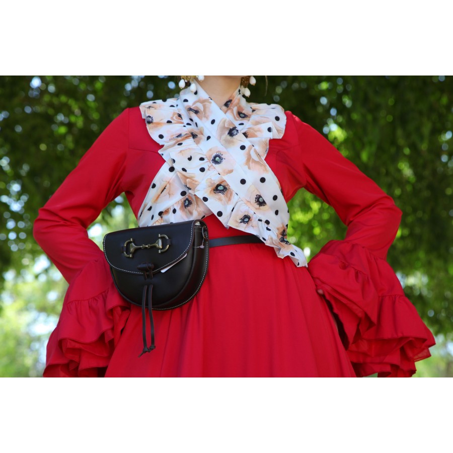 Bolso-bandolera de piel color Engrasado