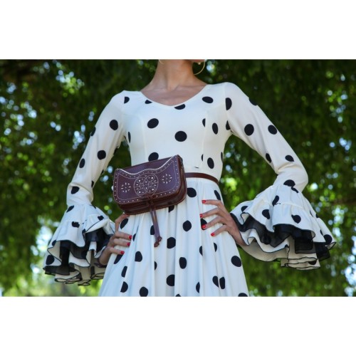Bolso-bandolera de piel color Marrón Engrasado con fondo Blanco