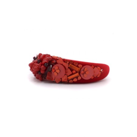 Diadema de pedrería color rojo