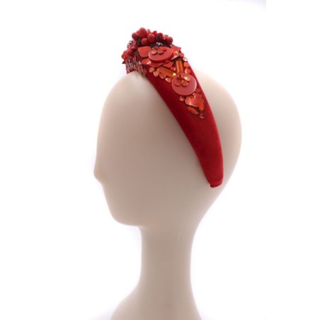 Diadema de pedrería color rojo