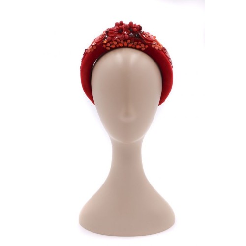 Diadema de pedrería color rojo