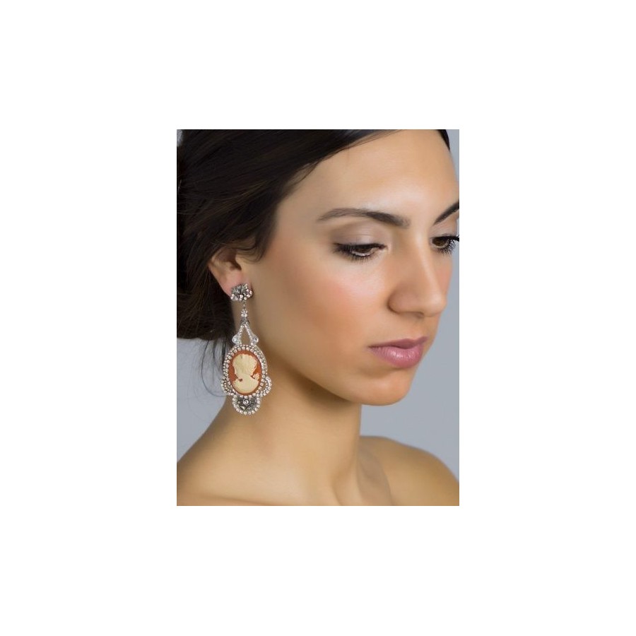 Pendientes de novia con camafeo