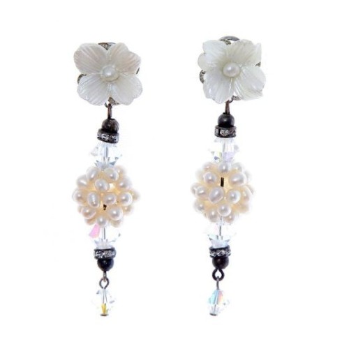 Pendientes de novia con cabezal de porcelana fría y cristal facetado
