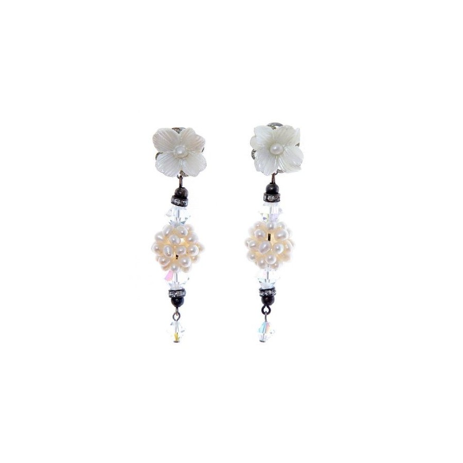 Pendientes de novia con cabezal de porcelana fría y cristal facetado
