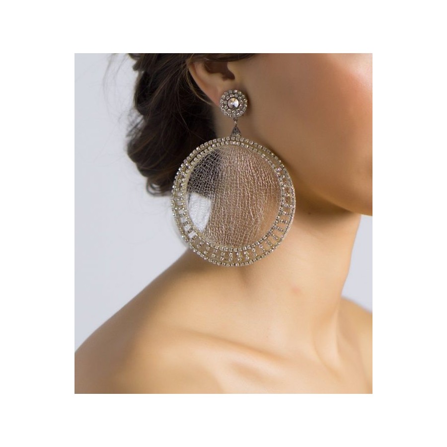 Pendientes de novia aro con plumeti