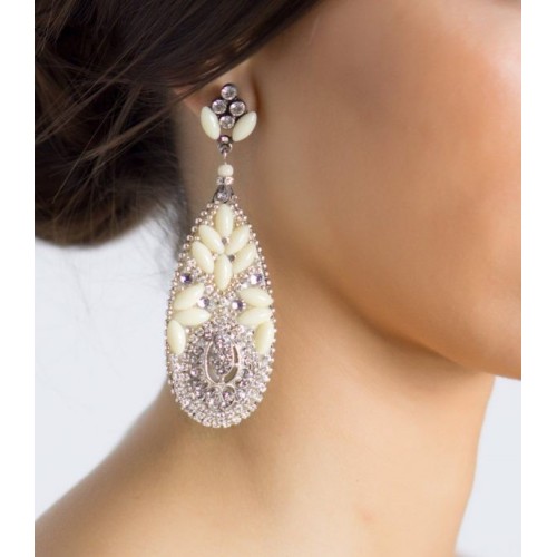 Pendientes de novia lágrima con piedras esmaltadas