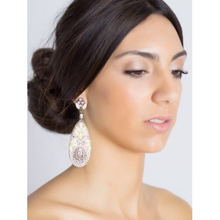 Pendientes de novia lágrima con piedras esmaltadas