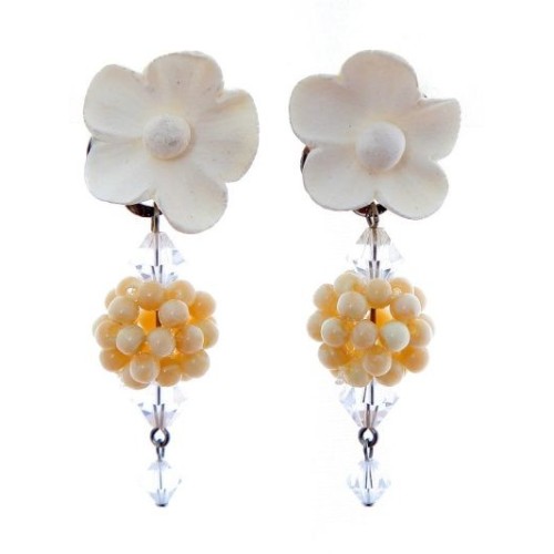 Pendientes de novia con cabezal de flor de porcelana fría
