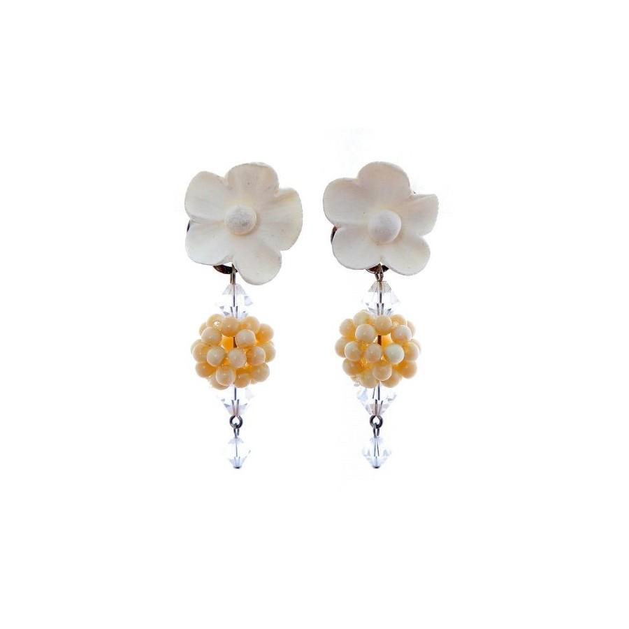 Pendientes de novia con cabezal de flor de porcelana fría