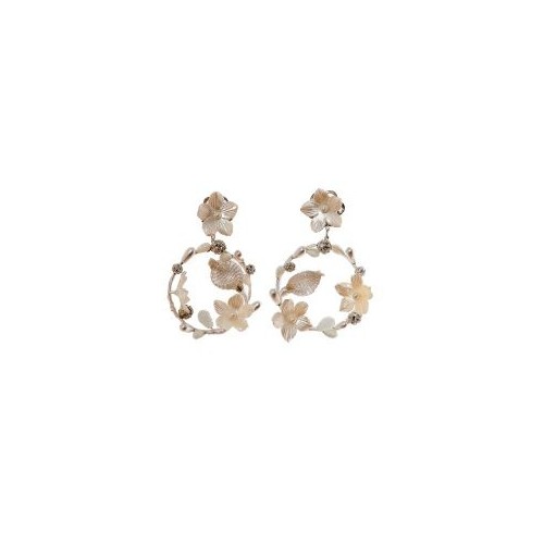 Pendientes de novia de aro de perlas de nácar, cristal de Swarovski y porcelana fría