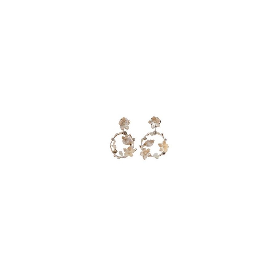 Pendientes de novia de aro de perlas de nácar, cristal de Swarovski y porcelana fría