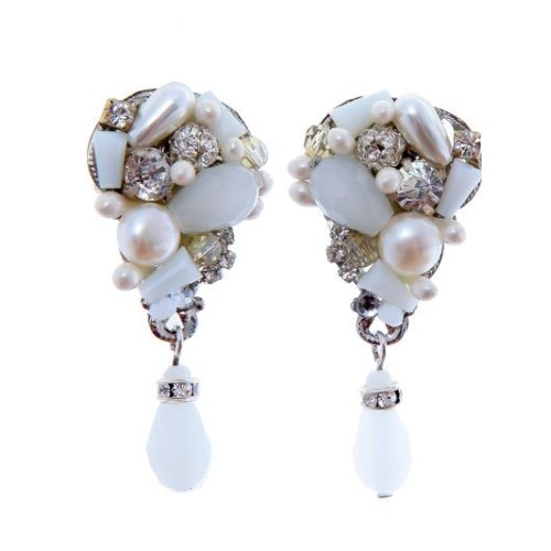 Pendientes de novia con lágrima de cristal faceteado