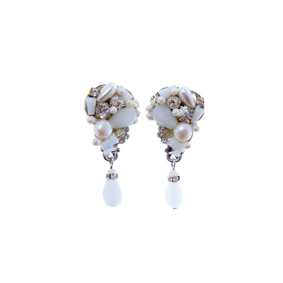 Pendientes de novia con lágrima de cristal faceteado
