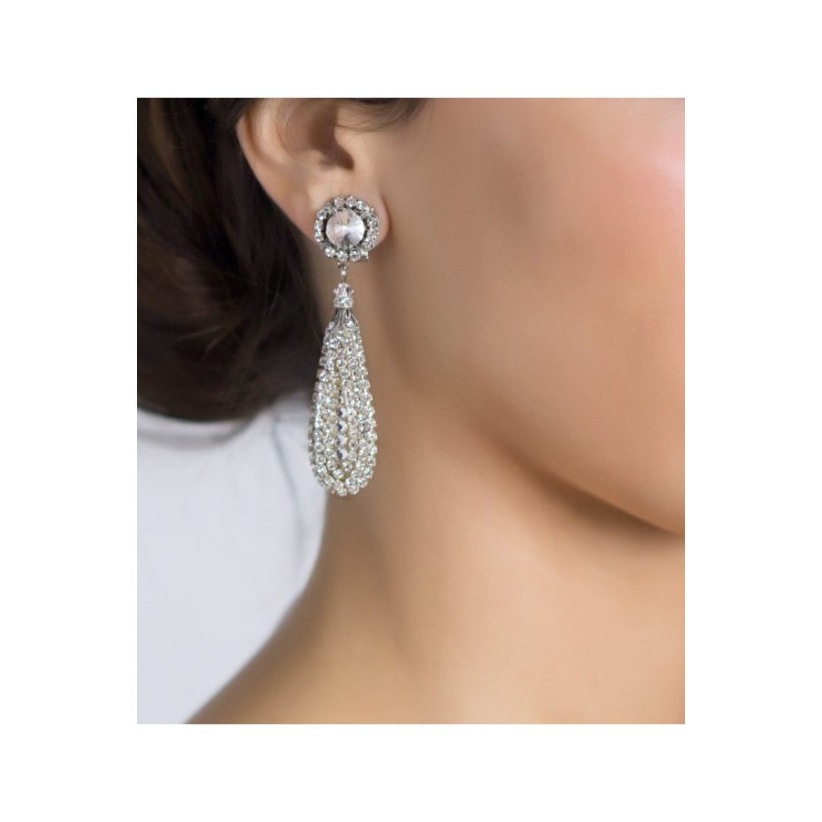 Pendientes de novia lágrima de cristal