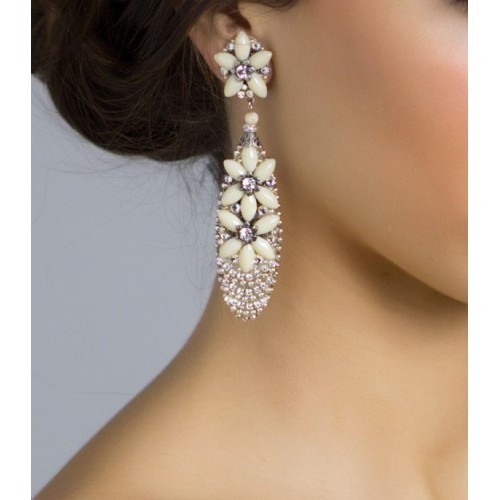 Pendientes de novia con piedras esmaltadas