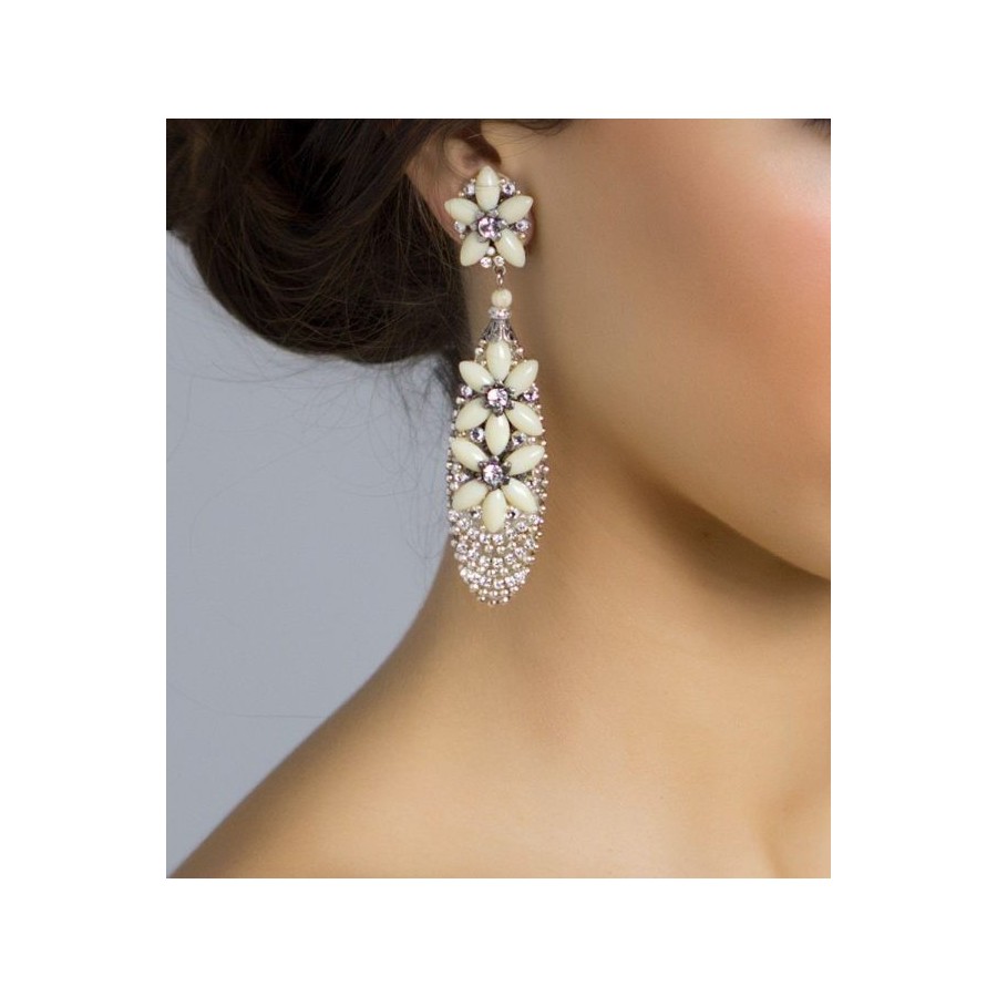 Pendientes de novia con piedras esmaltadas