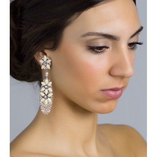 Pendientes de novia con piedras esmaltadas