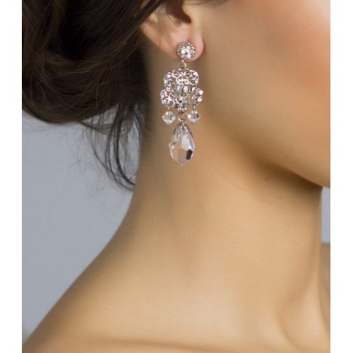 Pendientes de novia con gota de cristal