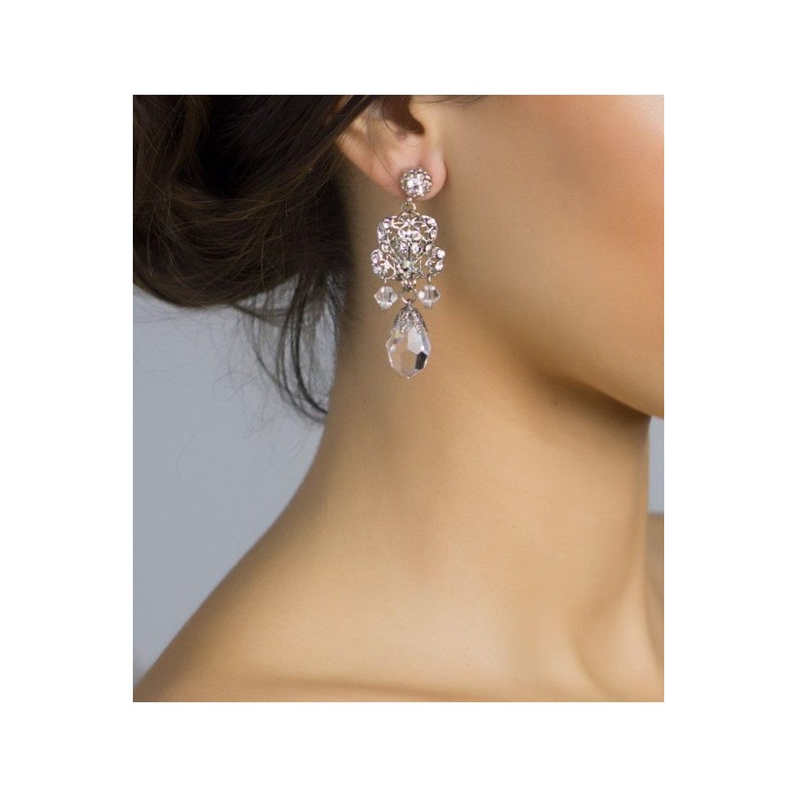 Pendientes de novia con gota de cristal