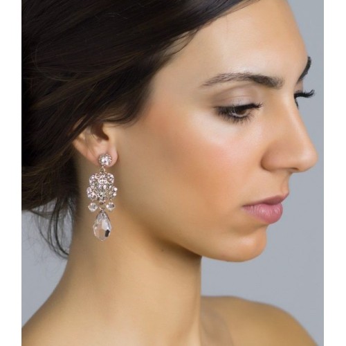 Pendientes de novia con gota de cristal